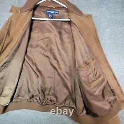 Vintage Polo Ralph Lauren Jacket Mens XXL 2XL Brown Leather Golf Lined Full Zip