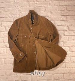 Vintage Polo Ralph Lauren L 90s Leather Trim Hunting Military RRL Shawl Jacket