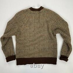 Vintage Polo Ralph Lauren (L) Suede Front Wool Knit Country Cardigan Sweater