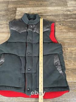 Vintage Polo Ralph Lauren Lamb skin Leather Vest Black Thermal Lined Mens Large