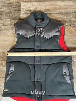Vintage Polo Ralph Lauren Lamb skin Leather Vest Black Thermal Lined Mens Large