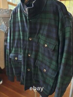 Vintage Polo Ralph Lauren Lambswool & Cashmere Green Plaid Jacket XL Rare