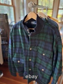 Vintage Polo Ralph Lauren Lambswool & Cashmere Green Plaid Jacket XL Rare