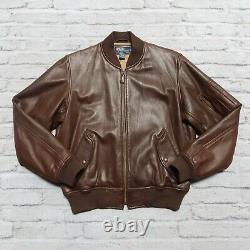 Vintage Polo Ralph Lauren Leather Bomber Jacket Size M Flight Dead