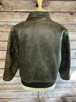 Vintage Polo Ralph Lauren Leather Bomber Jacket with Wool Lining Size XL