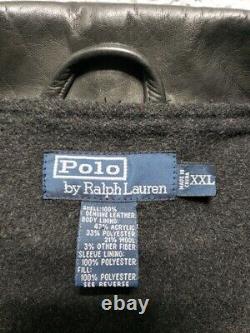 Vintage Polo Ralph Lauren Leather Jacket Mens 2XL 100 % Leather Shell Wool Lined