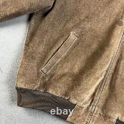 Vintage Polo Ralph Lauren Leather Jacket Mens L Brown Suede Tartan Plaid Lined