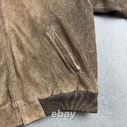 Vintage Polo Ralph Lauren Leather Jacket Mens L Brown Suede Tartan Plaid Lined