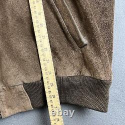 Vintage Polo Ralph Lauren Leather Jacket Mens L Brown Suede Tartan Plaid Lined