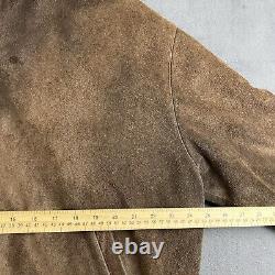 Vintage Polo Ralph Lauren Leather Jacket Mens L Brown Suede Tartan Plaid Lined