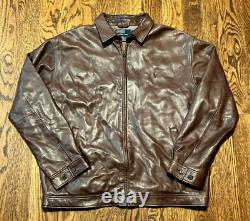 Vintage Polo Ralph Lauren Leather Jacket Mens XL Harrington Soft 90s