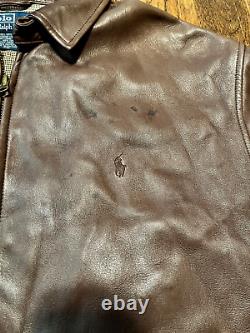 Vintage Polo Ralph Lauren Leather Jacket Mens XL Harrington Soft 90s