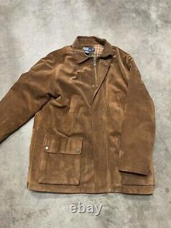 Vintage Polo Ralph Lauren Leather Suede Jacket Flannel Lined Mens Size Large