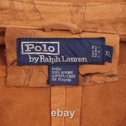 Vintage Polo Ralph Lauren Leather Suede Over Shirt Animal Print 1990s XL