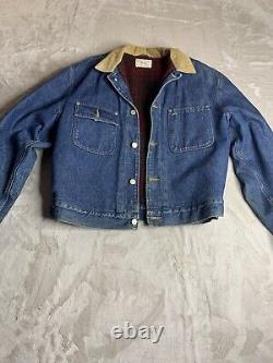 Vintage Polo Ralph Lauren Lined Denim Trucker Jacket Corduroy Collars Mens Large