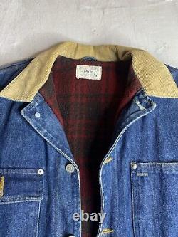 Vintage Polo Ralph Lauren Lined Denim Trucker Jacket Corduroy Collars Mens Large