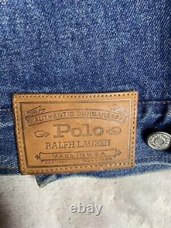 Vintage Polo Ralph Lauren Lined Denim Trucker Jacket Corduroy Collars Mens Large