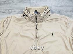 Vintage Polo Ralph Lauren Lined Wind Jacket with Hidden Hood Khaki Mens XL