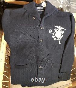 Vintage Polo Ralph Lauren Linen/Cotton Cardigan Sweater X-Large Nautical Navy