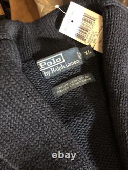 Vintage Polo Ralph Lauren Linen/Cotton Cardigan Sweater X-Large Nautical Navy