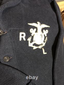Vintage Polo Ralph Lauren Linen/Cotton Cardigan Sweater X-Large Nautical Navy