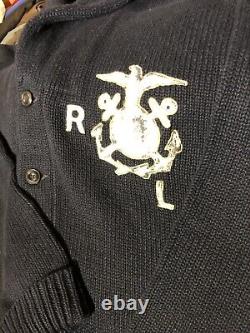 Vintage Polo Ralph Lauren Linen/Cotton Cardigan Sweater X-Large Nautical Navy