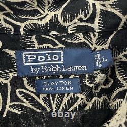 Vintage Polo Ralph Lauren Linen Floral Hawaiian Clayton Mens Shirt Large