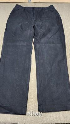 Vintage Polo Ralph Lauren Linen Pant Men 34x32 Black Buckle Back Pleated Trouser