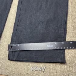 Vintage Polo Ralph Lauren Linen Pant Men 34x32 Black Buckle Back Pleated Trouser