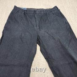Vintage Polo Ralph Lauren Linen Pant Men 34x32 Black Buckle Back Pleated Trouser