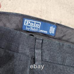 Vintage Polo Ralph Lauren Linen Pant Men 34x32 Black Buckle Back Pleated Trouser