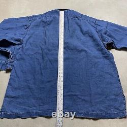 Vintage Polo Ralph Lauren Linen Shirt L Denim Smock Lace Up Men's 90s Edgar