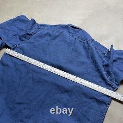 Vintage Polo Ralph Lauren Linen Shirt L Denim Smock Lace Up Men's 90s Edgar