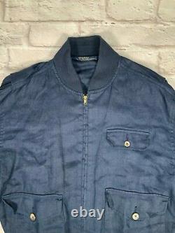 Vintage Polo Ralph Lauren M/L Linen Tactical Military RRL Shawl Bomber Jacket