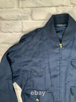 Vintage Polo Ralph Lauren M/L Linen Tactical Military RRL Shawl Bomber Jacket