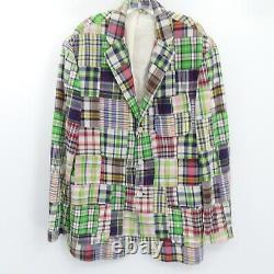 Vintage Polo Ralph Lauren Madras Patchwork Blazer Men's Size L Cotton Plaid