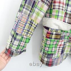 Vintage Polo Ralph Lauren Madras Patchwork Blazer Men's Size L Cotton Plaid