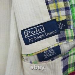 Vintage Polo Ralph Lauren Madras Patchwork Blazer Men's Size L Cotton Plaid