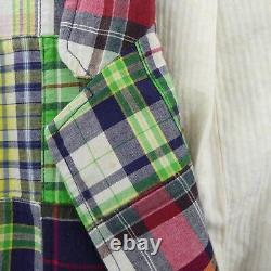 Vintage Polo Ralph Lauren Madras Patchwork Blazer Men's Size L Cotton Plaid