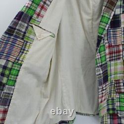 Vintage Polo Ralph Lauren Madras Patchwork Blazer Men's Size L Cotton Plaid