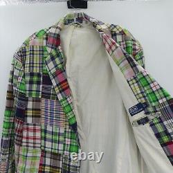 Vintage Polo Ralph Lauren Madras Patchwork Blazer Men's Size L Cotton Plaid