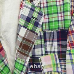 Vintage Polo Ralph Lauren Madras Patchwork Blazer Men's Size L Cotton Plaid