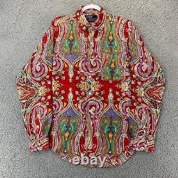 Vintage Polo Ralph Lauren Medium 100% Silk Psychedelic Paisley Button Up Shirt