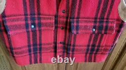 Vintage Polo Ralph Lauren Men XL Hunting Red Buffalo Plaid Leather Wool Vest