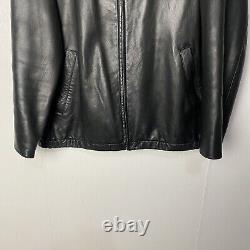 Vintage Polo Ralph Lauren Men's 100% Genuine Black Leather Jacket Size Medium