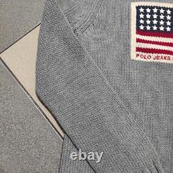Vintage Polo Ralph Lauren Men's American Flag Knit Sweater Size m y2k