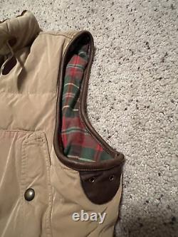 Vintage Polo Ralph Lauren Men's Down & Leather Flannel Lined Sportsman Vest XL