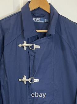 Vintage Polo Ralph Lauren Men's L Blue Fireman Jacket Coat Metal Clasps