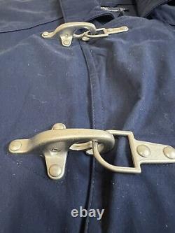 Vintage Polo Ralph Lauren Men's L Blue Fireman Jacket Coat Metal Clasps