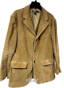 Vintage Polo Ralph Lauren Men's L Tan Wide Wale Corduroy Three Button Blazer